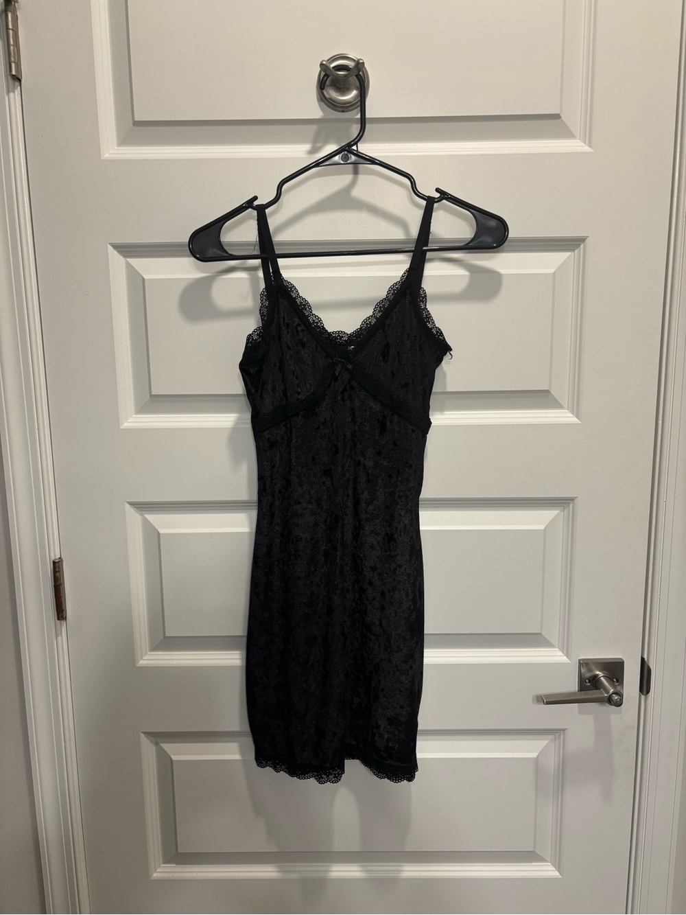 H&M Black Velvet & Lace Slip Mini Dress